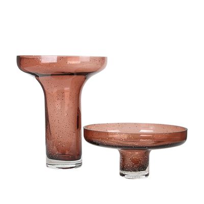 Dark red glass vase -AB