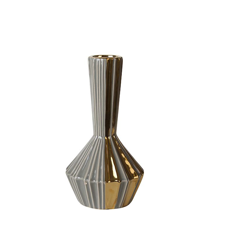 Grey golden ceramic vase-B