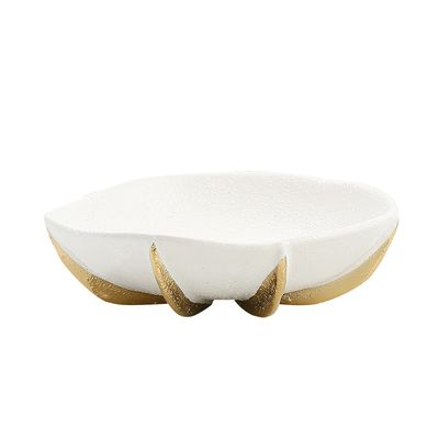 Round golden scale fruit bowl