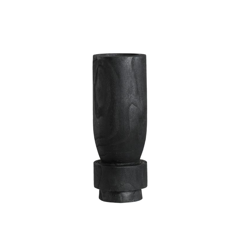 Holy Grail Wooden Vase Black short