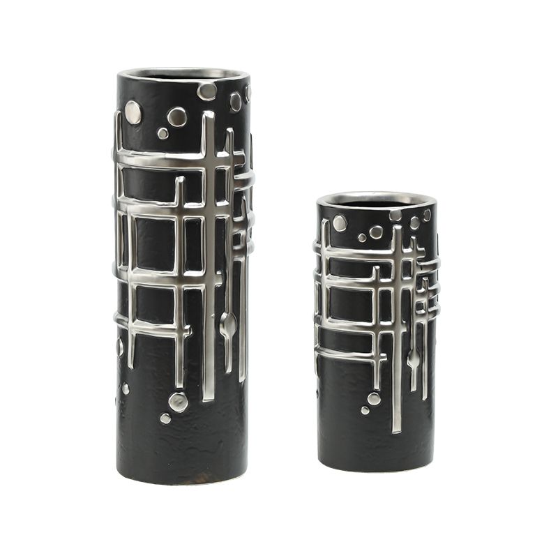 Silver Metal stamp vase  A-B