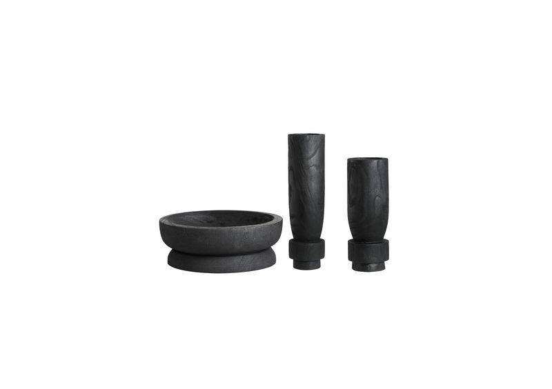 Holy Grail Wooden Vase Black SHORT TALL AND drum shaped wooden tub black