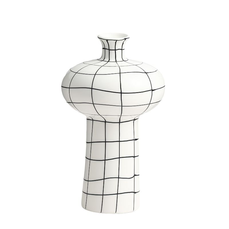 Hand-painted grid vase A AND B