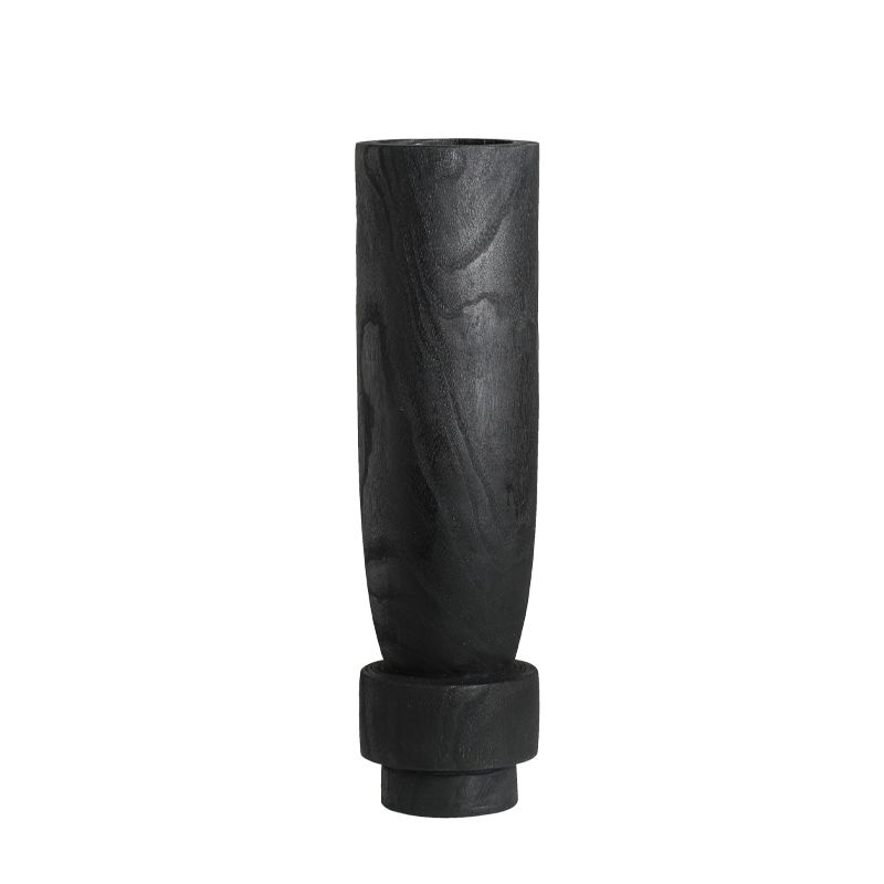 Holy Grail Wooden Vase Black SHORT TALL AND drum shaped wooden tub black