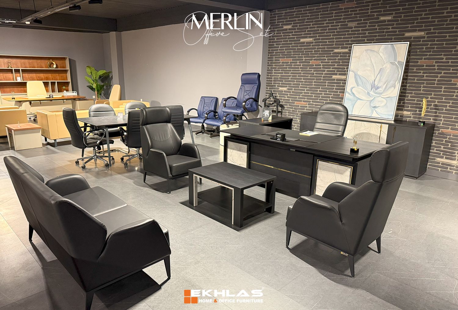 Merlin black   office set