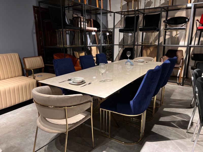 concrate  gold dinign table