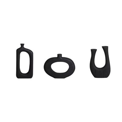 shaped wooden vase-black