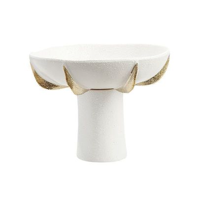 White ceramic and Round golden scale  fruit bowl
