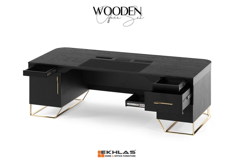 Wooden black  office set