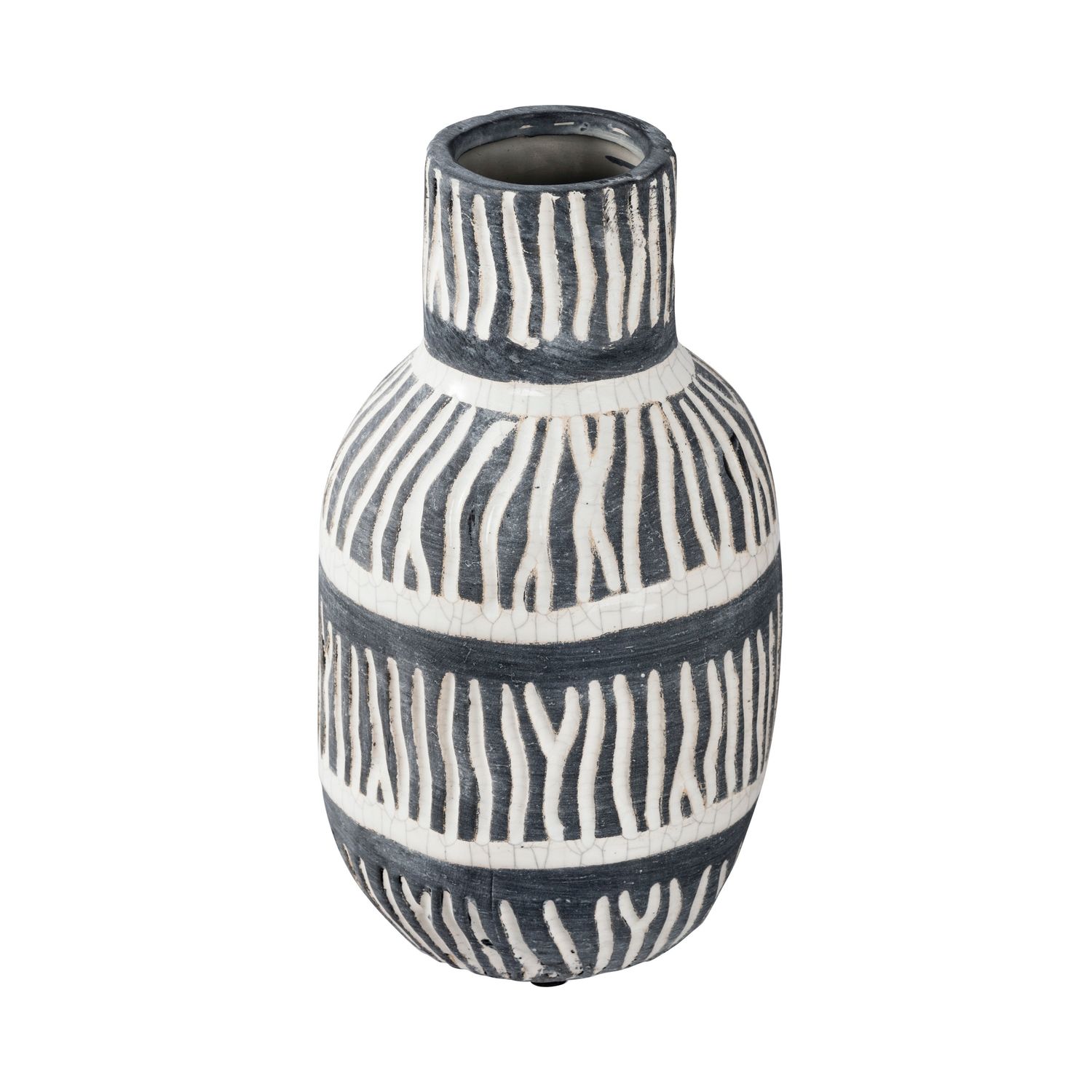 Tan And Black Ceramic Vase