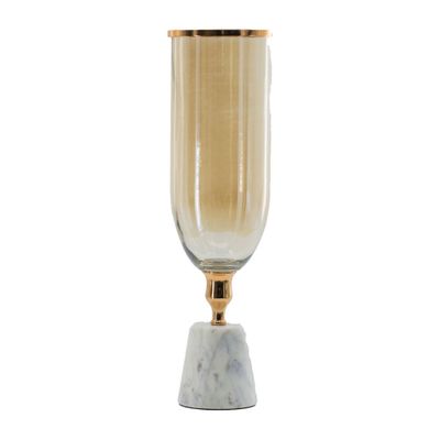GLASS VASE WITH MARBLE BASE LARGE
