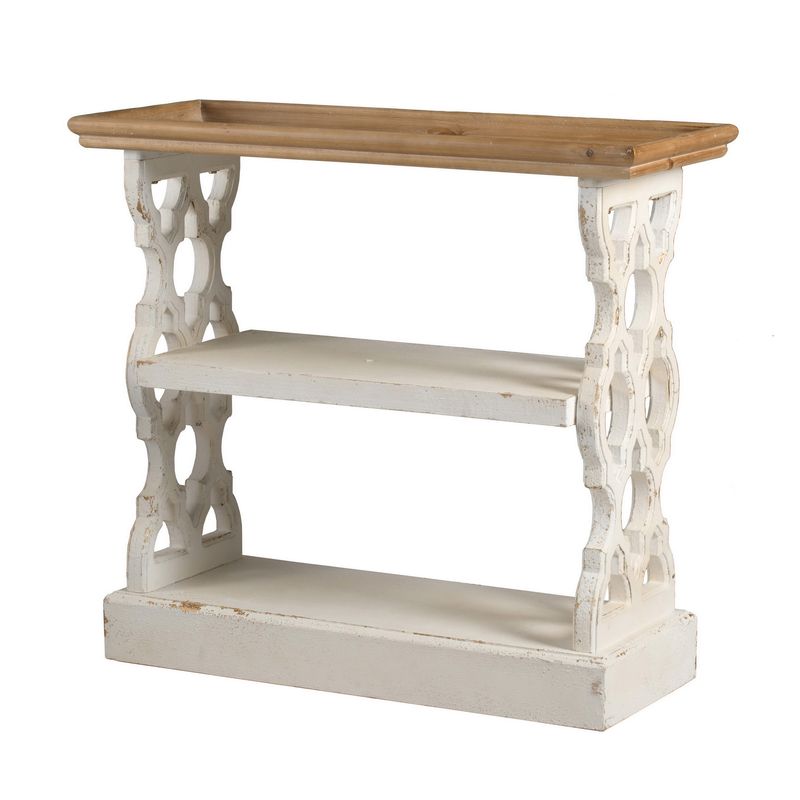Distressed White and Natural Wood Shelf