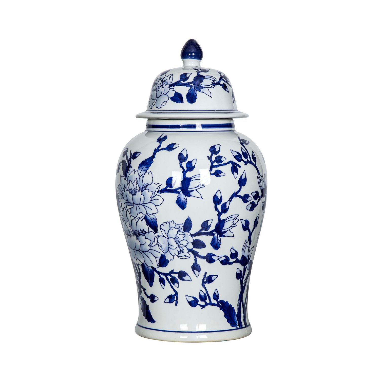 Magnolia Ginger Jar, Blue and White