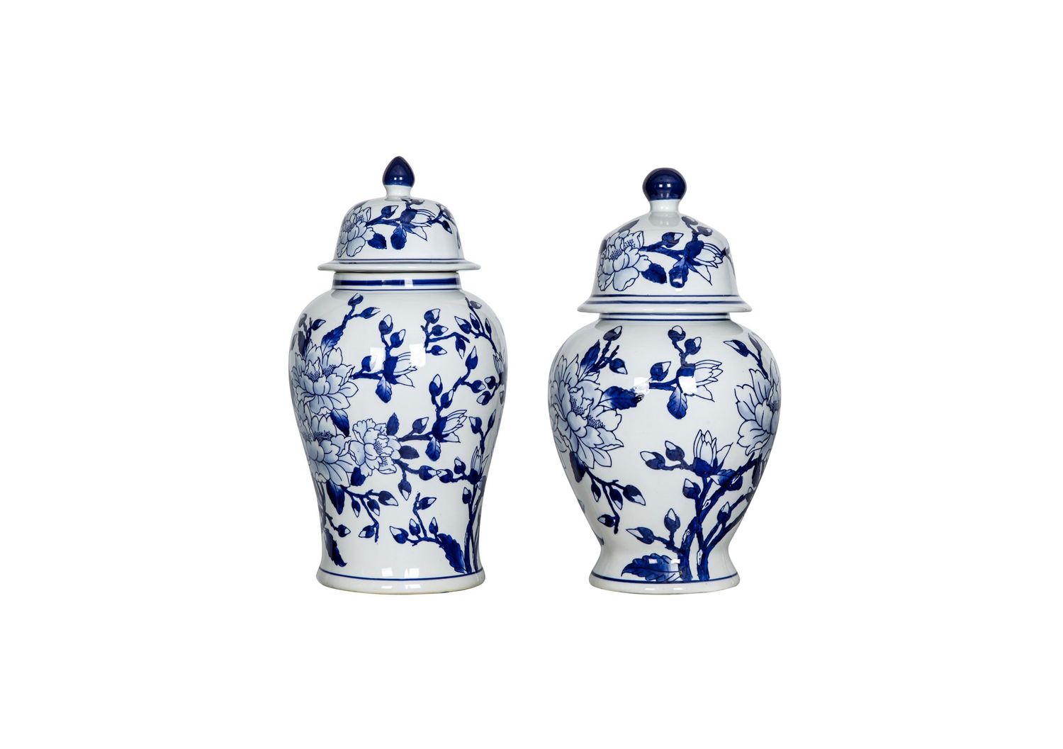 Magnolia Ginger Jar, Blue and White