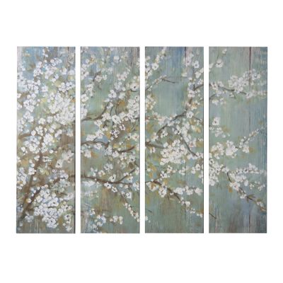 Saison White Cherry Blossom Canvas Print