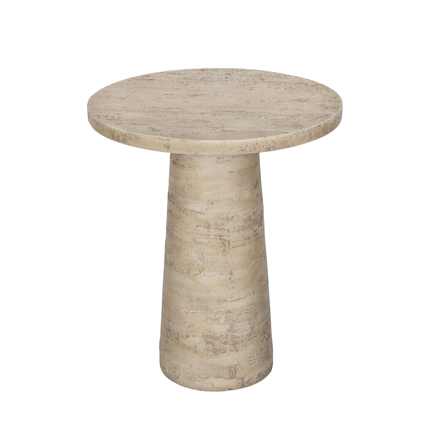 Cream Round Side Table With Pedestal Base