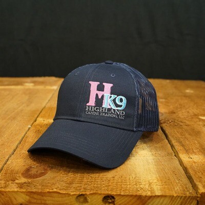 Black Trucker Hat with Pink Logo