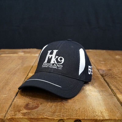 Black & White Twill Race Hat with White Logo