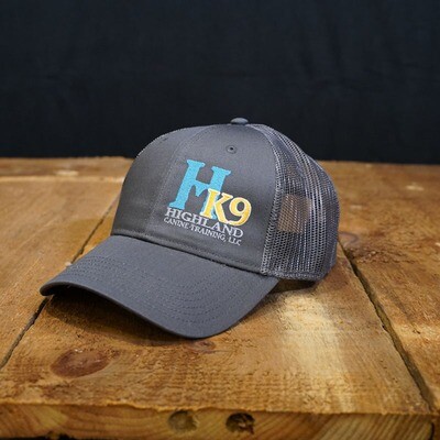 Charcoal Grey Trucker Hat with Teal Logo
