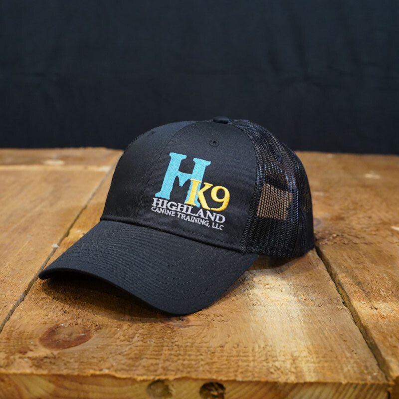 Black Trucker Hat with Teal Logo