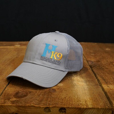 Light Grey Trucker Hat with Teal Logo