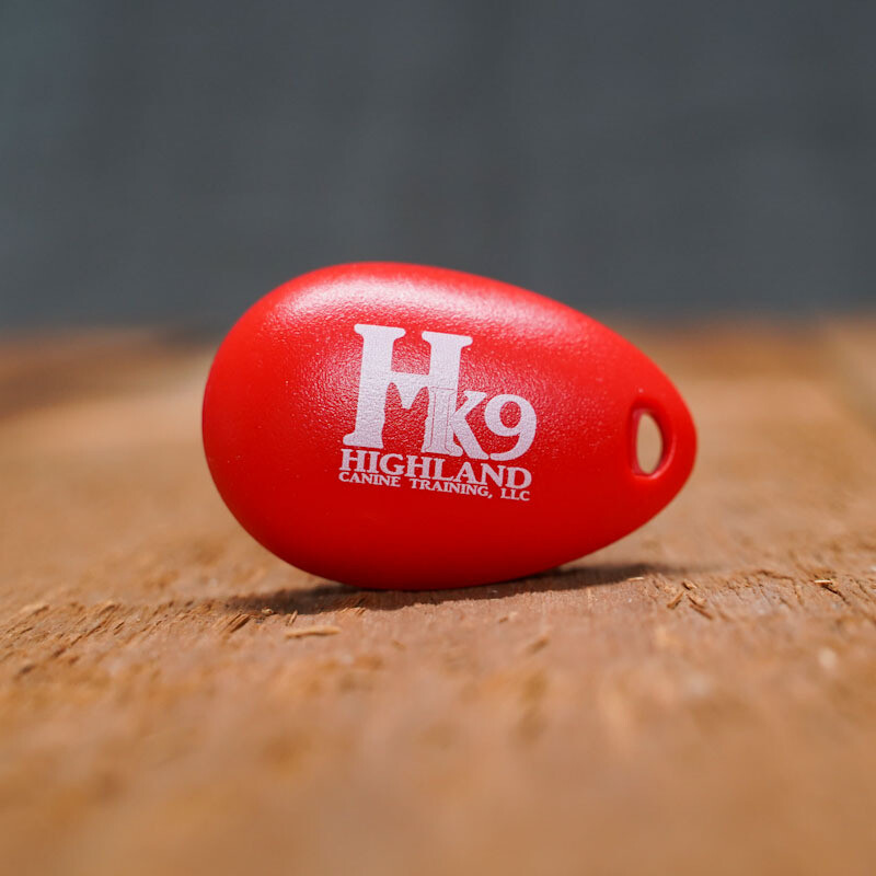 Imprinted Tear Drop Training Clicker - Highland Canine Logo (various colors)