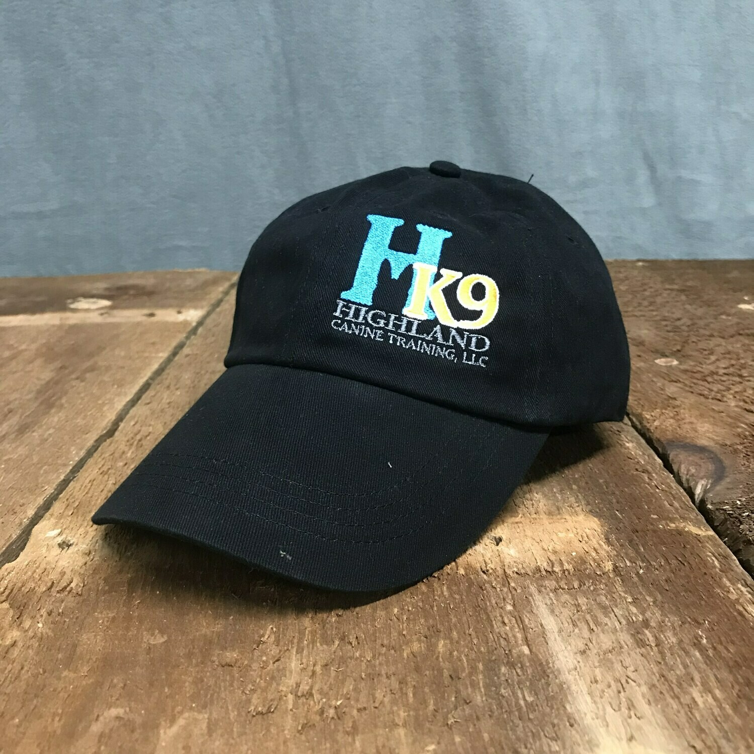 HK9 Low Profile Twill Hat, Color: Black, Logo Color: Blue