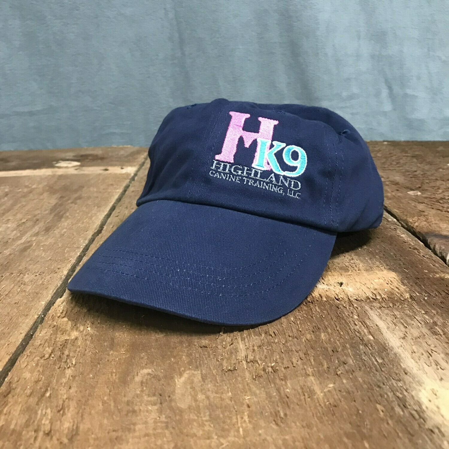 HK9 Navy Low Profile Twill Hat with Pink Logo HK9 Navy Low Profile Twill Hat with Pink Logo