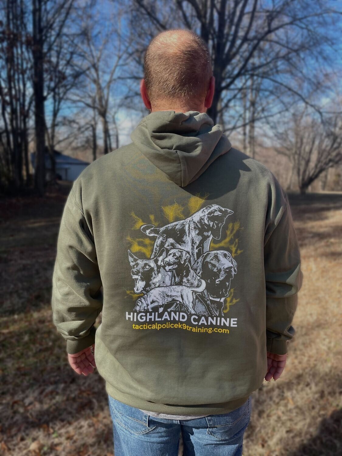 Tactical Police K9 Hoodie (various colors), Color: OD Green w/Yellow Design On Back, Size: S