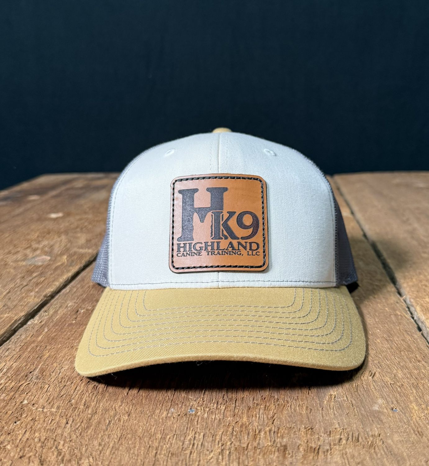 HK9 Tan with Beige Leather Patch Hat HK9 Tan with Beige Leather Patch Hat