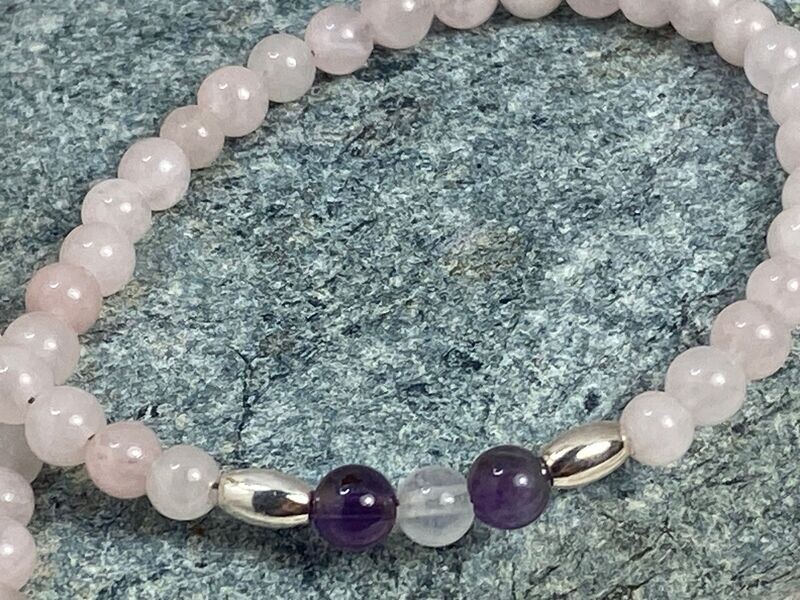 Rosenquarz, Edelstein Kette