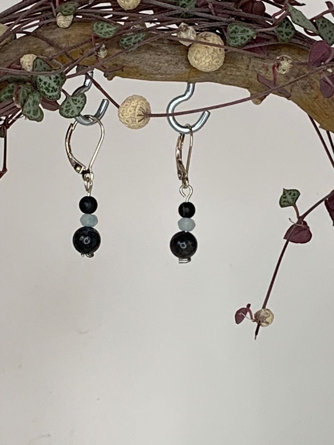 Onyx/Aquamarin: Ohrringe