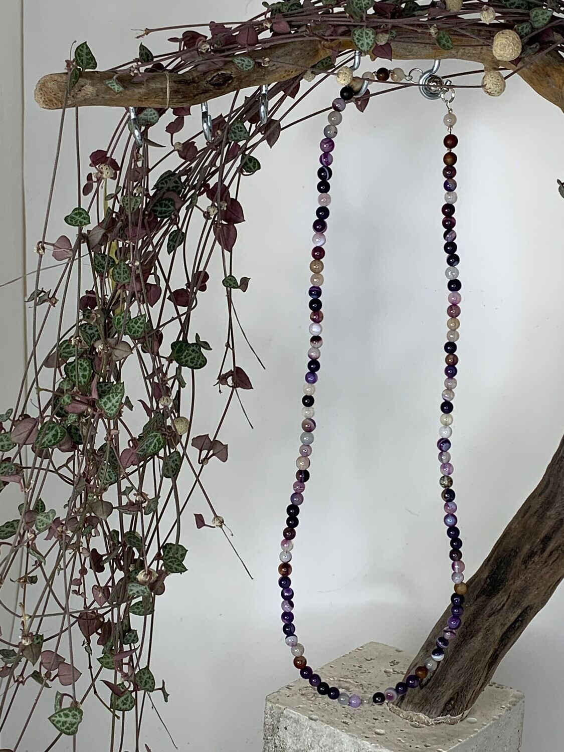 Lila Achat: Edelstein Kette