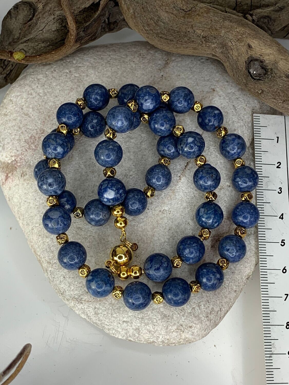 Blaue Schaumkoralle, Edelstein Kette