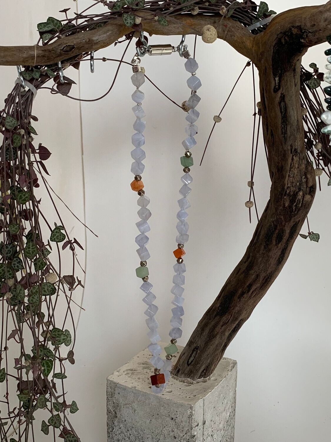 Chalzedon: Edelstein Kette