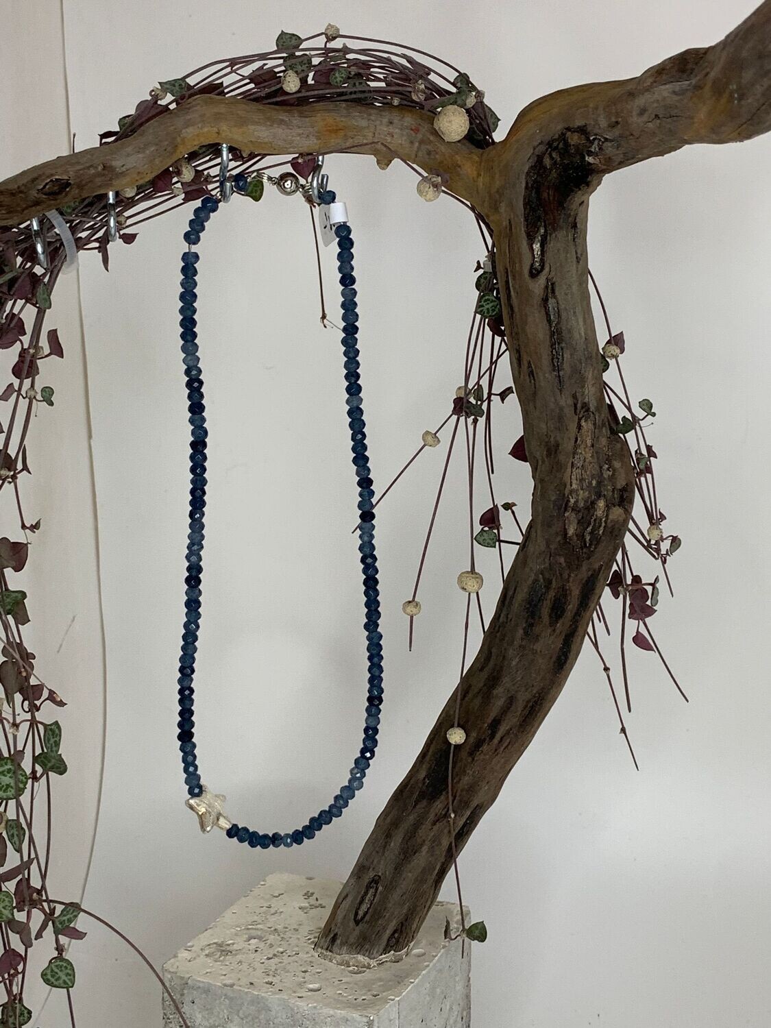 Marine Blauer Achat, Edelstein Kette
