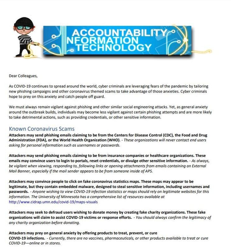 Accountability Information Technology: Coronavirus