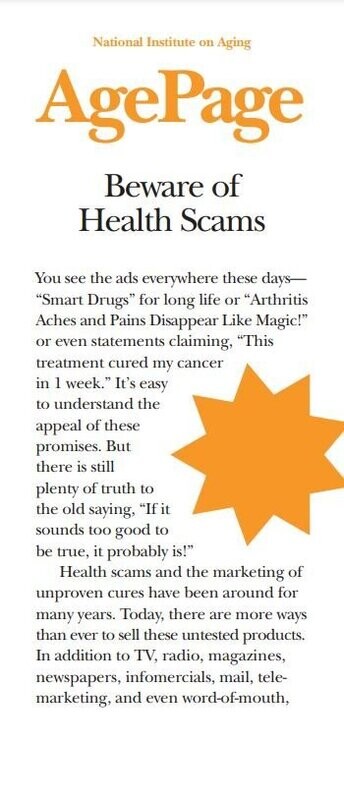 Age Page - Beware of Health Scams