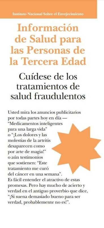 Cuídese de los tratamientos de salud fraudulentos Spanish - Age Page Beware of Health Scams