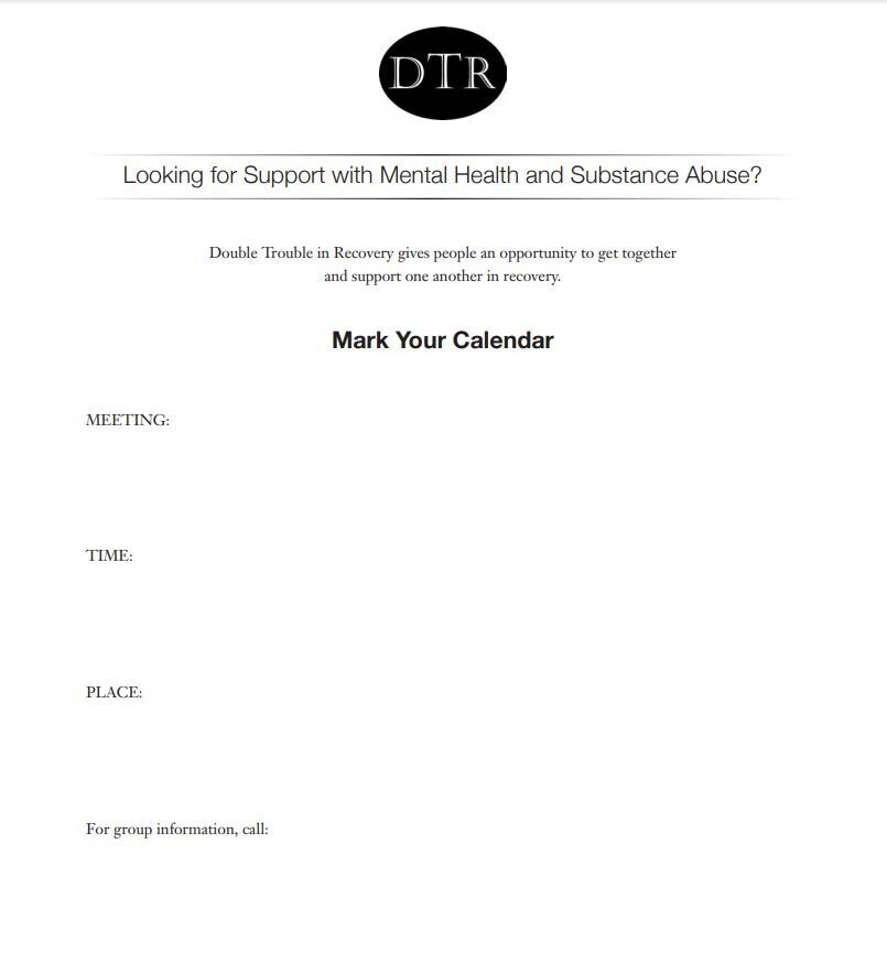 Calendar and Bulletin for 12 Step Recovery Meetings - Co-Occurring and Substance Use