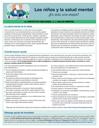 Los niños y la salud mental ¿Es solo una etapa? Children and Mental Health: Is This Just a Stage?- SPANISH - Children and Mental Health: Is This Just a Stage?
