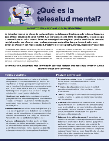 ¿Qué es la telesalud mental? What is Telemental Health?- SPANISH - What is Telemental Health?