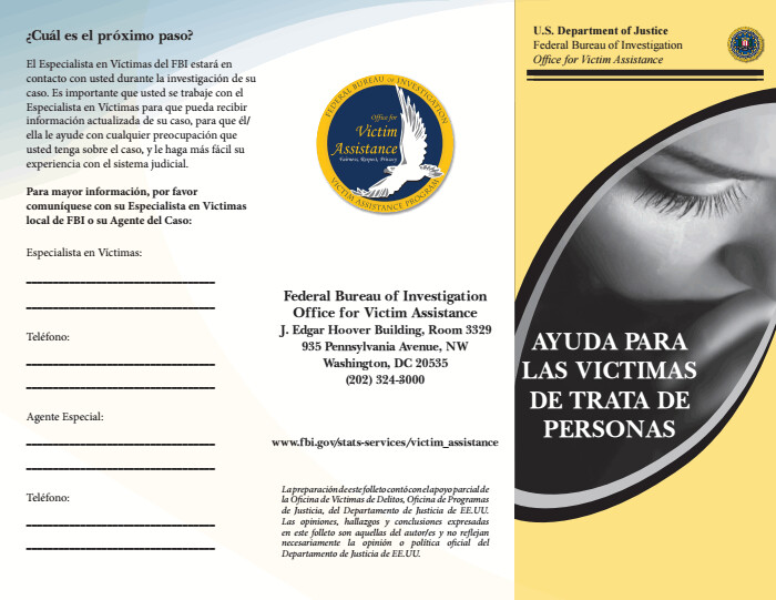 AYUDA PARA LAS VICTIMAS DE TRATA DE PERSONAS Spanish - Help for Victims of Human Trafficking