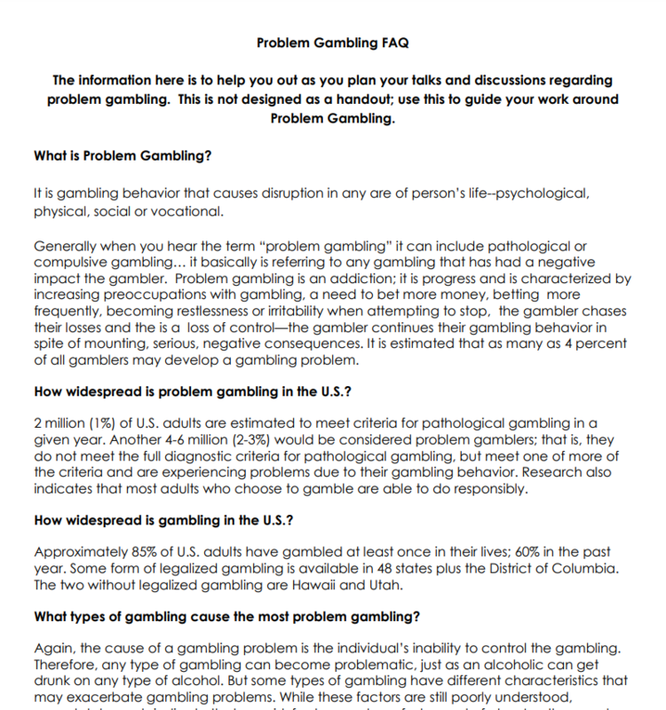Problem Gambling FAQ