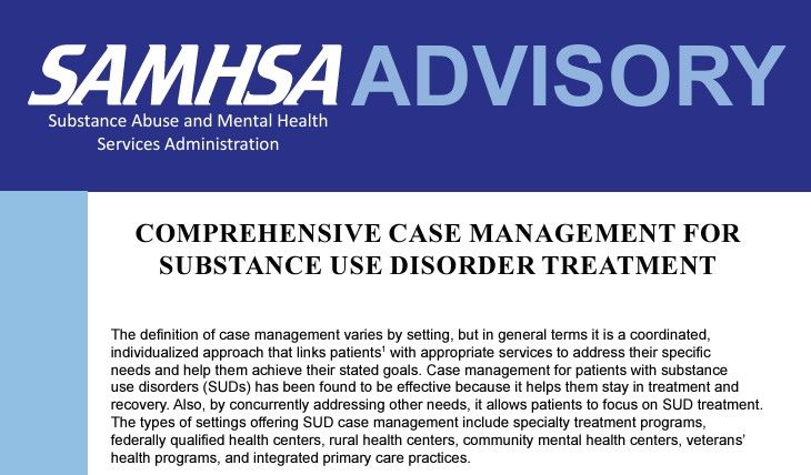 COMPREHENSIVE CASE MANAGEMENT FOR SUBSTANCE USE DISORDER TREATMENT