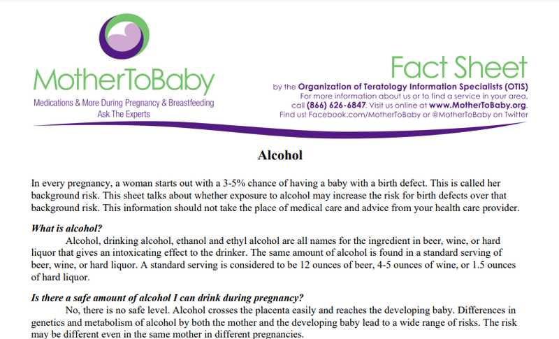 Mother To Baby: Alcohol Fact Sheet - 2024