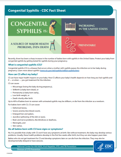 CDC Congenital Syphilis Fact Sheet
