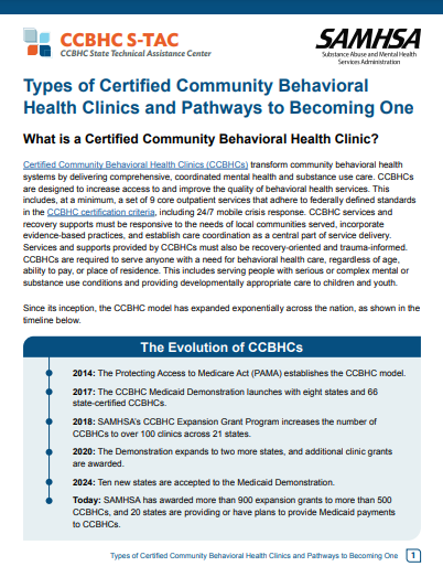 Types of Certified Community Behavioral Health Clinics and Pathways to Becoming One