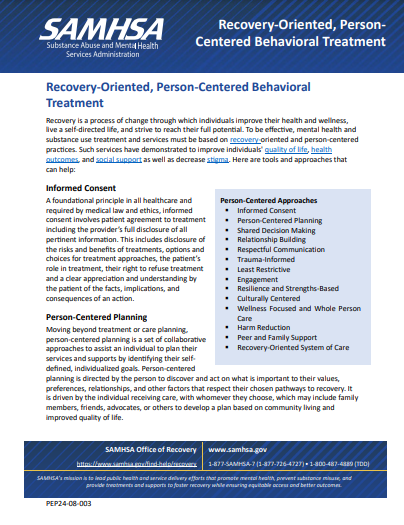 Recovery-Oriented, Person-Centered Behavioral Treatment