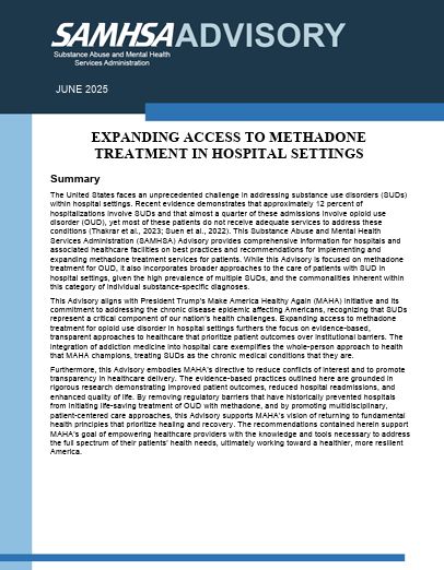 Advisory: Expanding Access to Methadone Treatment in Hospital Settings